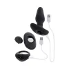 Teamwork Vibrating Anal Plug & Cock Ring Set with Remote Black Teamwork Vibrating Anal Plug & Cock Ring Set with Remote Black