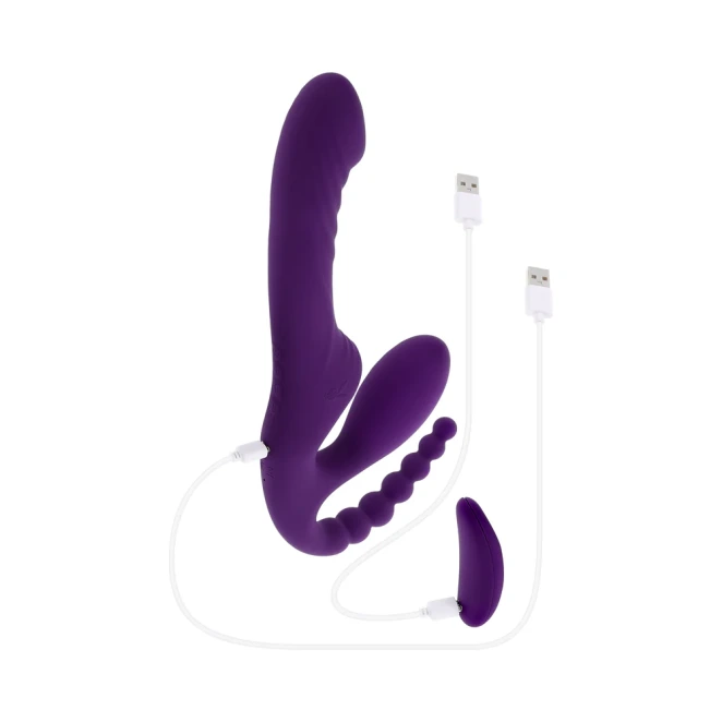 Playboy Hug It Out Triple Stimulation Inflatable Strapless Strap-On