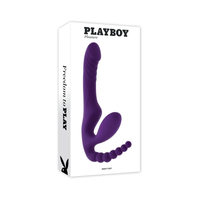 Playboy Hug It Out Triple Stimulation Inflatable Strapless Strap-On