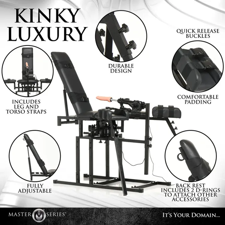 Body Dock Sex Machine & Bondage Chair with Adjustable Thrusting Dildo Body Dock Sex Machine & Bondage Chair with Adjustable Thrusting Dildo
