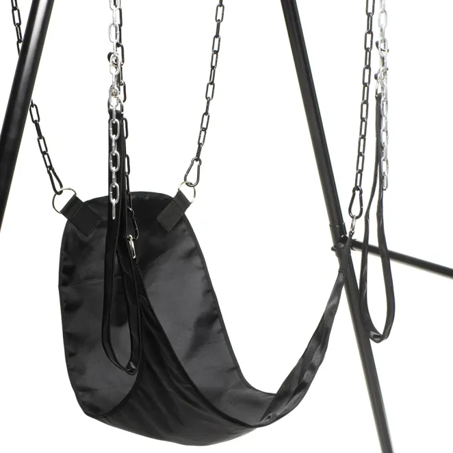 Nylon Sex Sling with Removable Stirrups Black