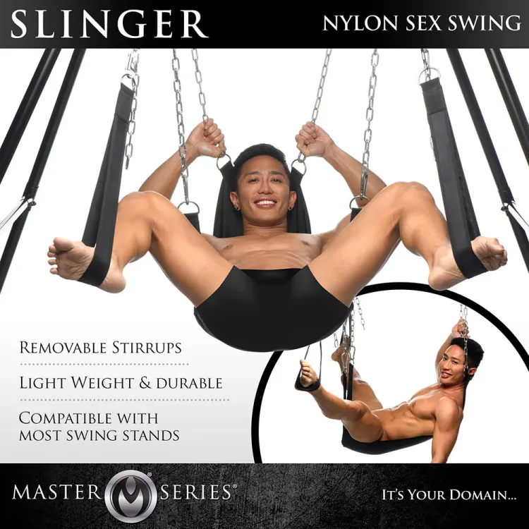 Nylon Sex Sling with Removable Stirrups Black Nylon Sex Sling with Removable Stirrups Black