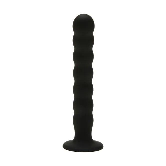 8 in. Ripple G-Spot & P-Spot Peg Dildo Black