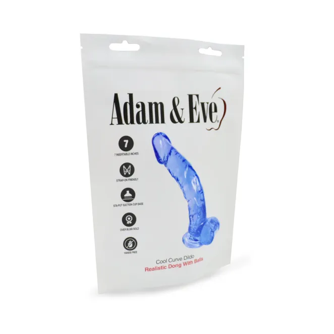 8 Inch Cool Curve Realistic Dildo with Balls Blue