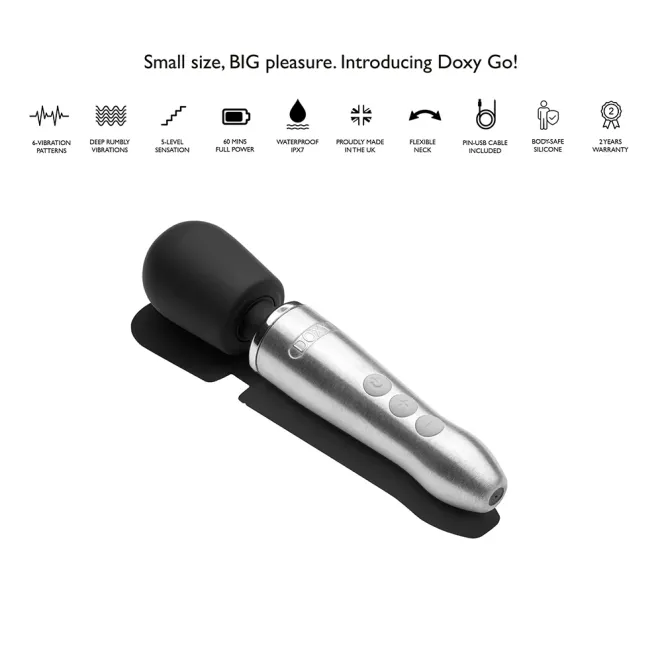 Doxy Go Extra Powerful Rechargeable Travel Mini Wand Massager