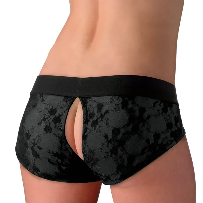 lace envy pegging harness silicone dildo set black strap u