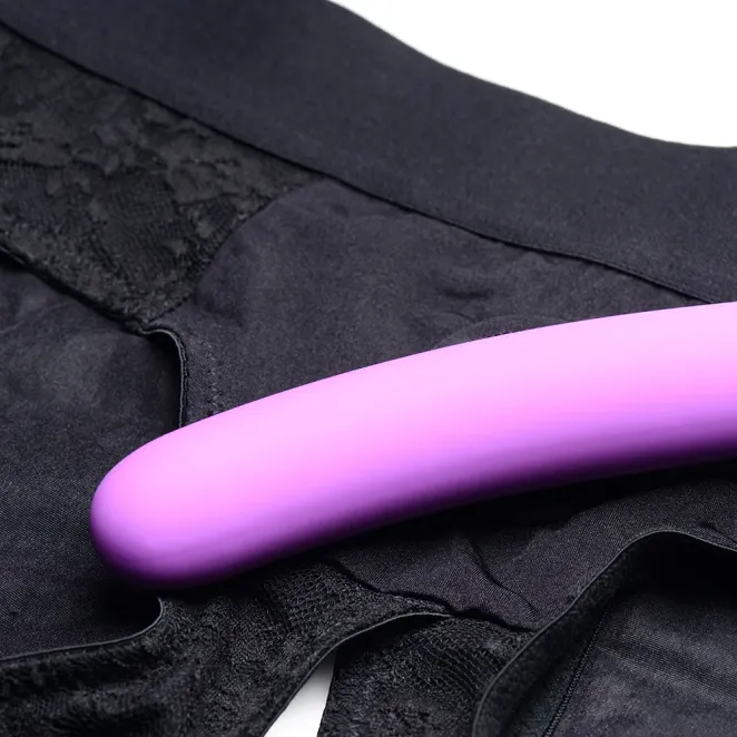 lace envy pegging harness silicone dildo set black strap u