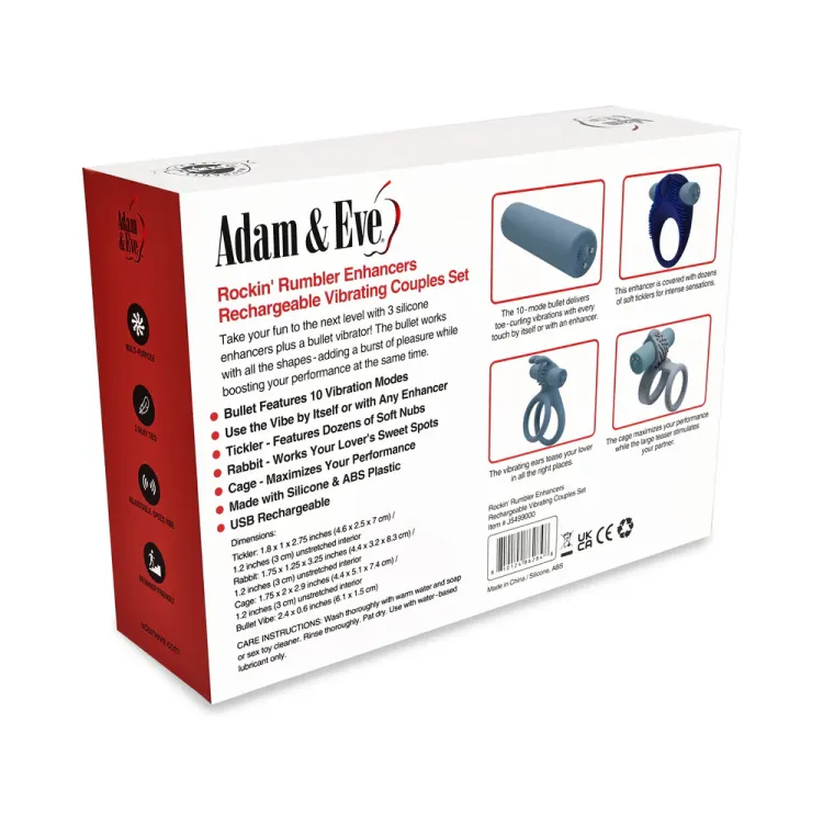 Rockin' Rumbler Enhancers Vibrating Couples Ring Set Rockin' Rumbler Enhancers Vibrating Couples Ring Set