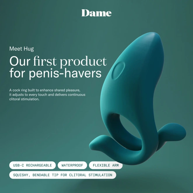 Dame Hug Rechargeable Adjustable Vibrating Couples Ring