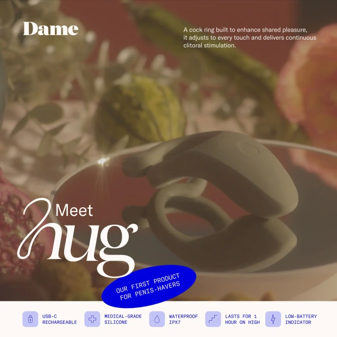 Dame Hug Rechargeable Adjustable Vibrating Couples Ring