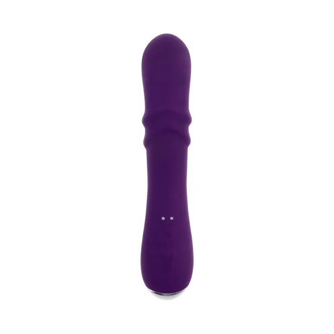 bunny punch silicone twirling rabbit vibrator purple dual stim