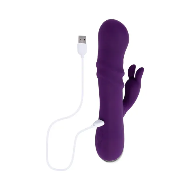 bunny punch silicone twirling rabbit vibrator purple dual stim
