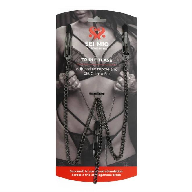 SEI MIO Triple Tease Adjustable Nipple and Clit Clamp Set