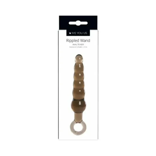 Rippled Anal Teaser Plug with Grip Loop Black
