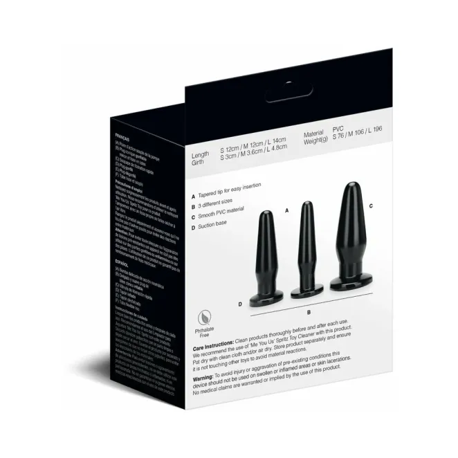 Anal Training Plug Set 3-Piece Black