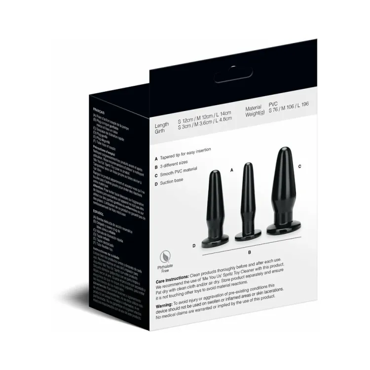 Anal Training Plug Set 3-Piece Black Anal Training Plug Set 3-Piece Black