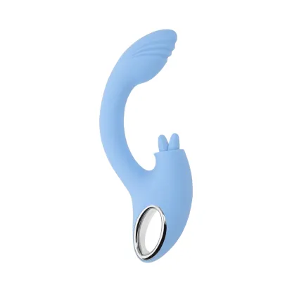 Sapphire Sky Silicone Dual Tongue Rabbit Vibrator Blue