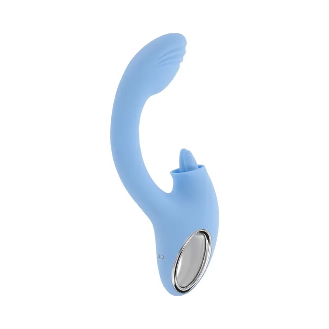 sapphire sky silicone dual tongue rabbit vibrator blue