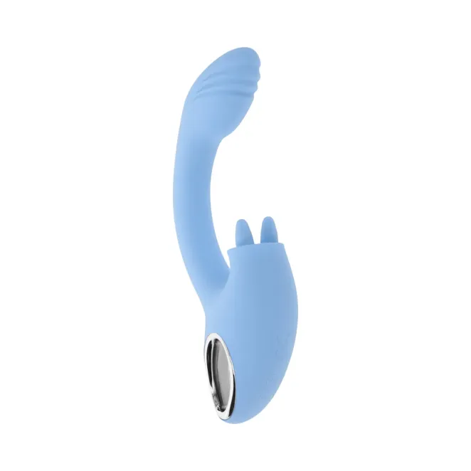 sapphire sky silicone dual tongue rabbit vibrator blue