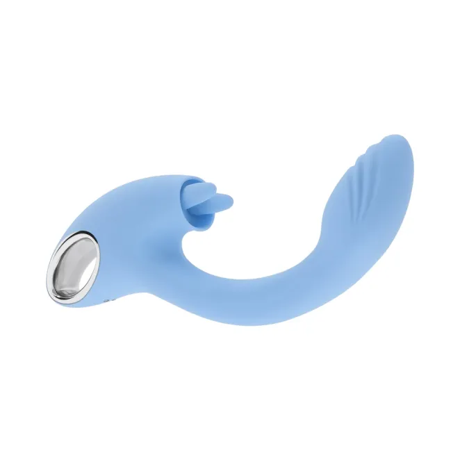 sapphire sky silicone dual tongue rabbit vibrator blue