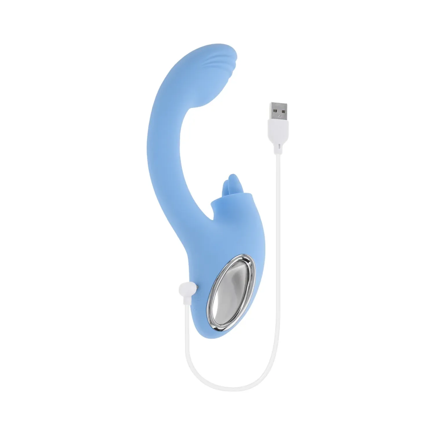 sapphire sky silicone dual tongue rabbit vibrator blue