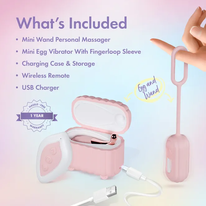 wanderlust mini wand and remote egg vibrator kit pink