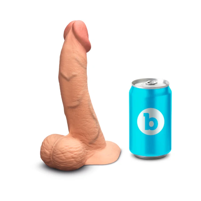 8 Inch b-Vibe Flesh Tan Slipskin Ultra Realistic Curved Dual Density Dildo