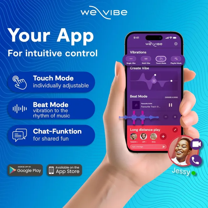 We-Vibe Chorus App and Remote Controlled Rechargeable Couple's Vibrator Cosmic Blue