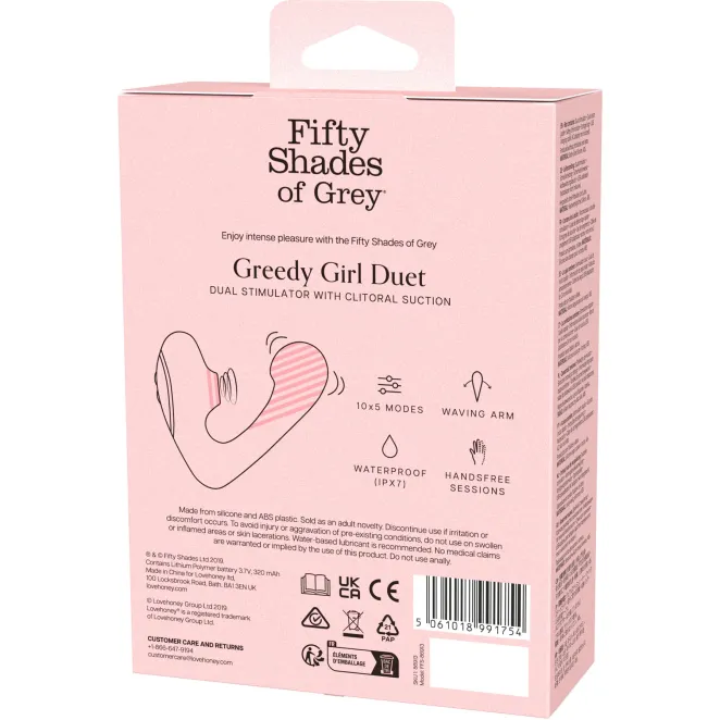 Fifty Shades of Grey Greedy Girl Duet Dual Stimulator with Clitoral Suction