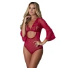 Magic Silk Black Cherry 3/4 Sleeve Playsuit Cherry