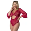 Magic Silk Black Cherry 3/4 Sleeve Playsuit Cherry