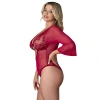 Magic Silk Black Cherry 3/4 Sleeve Playsuit Cherry
