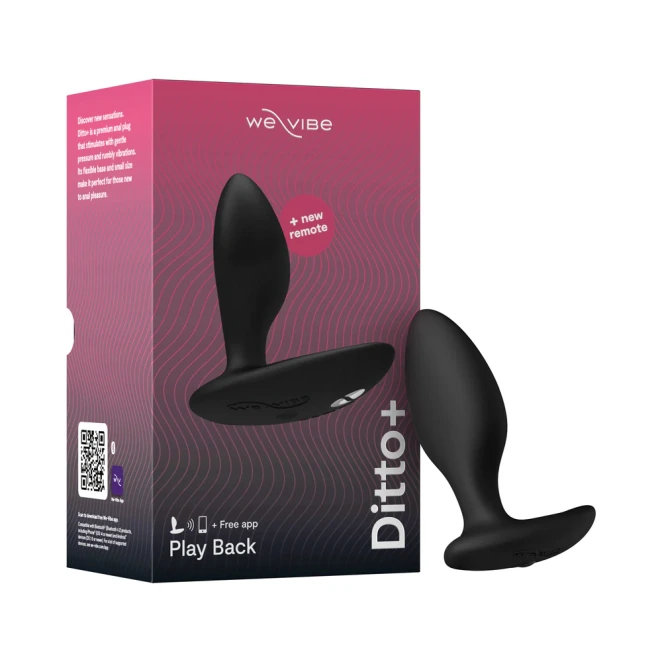 We-Vibe Ditto+ Rechargeable Remote and App Control Vibrating Butt Plug Black