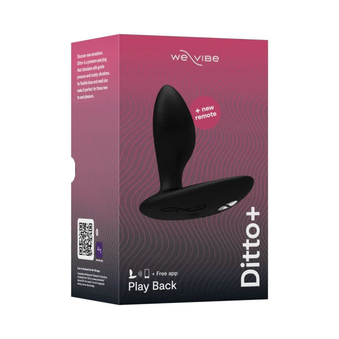 We-Vibe Ditto+ Rechargeable Remote and App Control Vibrating Butt Plug Black