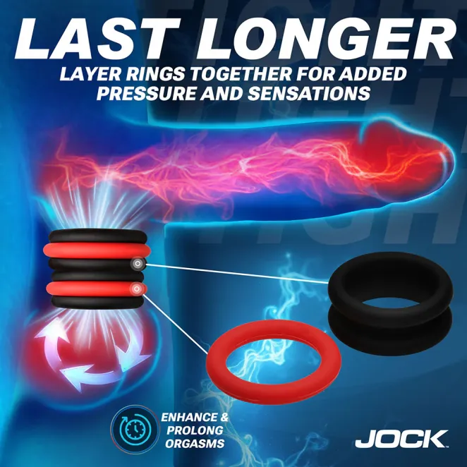 JOCK Enhancers 2-in-1 Silicone Cock Rings (3 Pack)