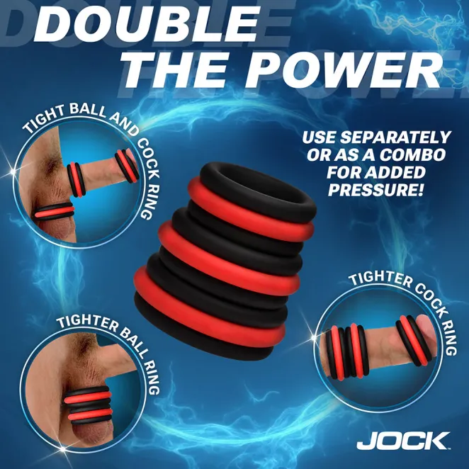 JOCK Enhancers 2-in-1 Silicone Cock Rings (3 Pack)