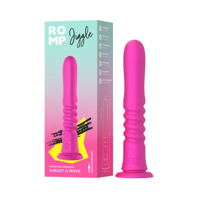ROMP Jiggle Rechargeable Silicone Thrusting Vibrating Suction Cup Dildo