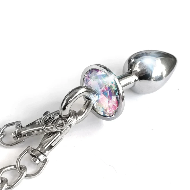 NIXIE Metal Butt Plug & Furry Handcuff Set Medium Unicorn