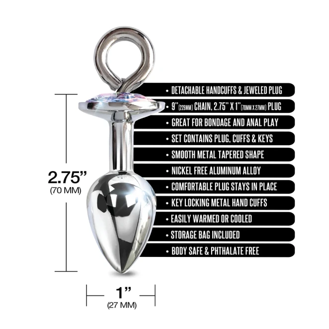 NIXIE Metal Butt Plug & Furry Handcuff Set Medium Unicorn
