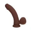 6 Inch RealRock Ultra Realistic Dual Density Vibrating Silicone Dildo with Balls Brown