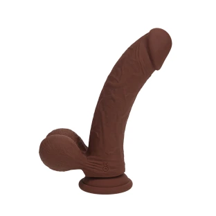 6 Inch RealRock Ultra Realistic Dual Density Vibrating Silicone Dildo with Balls Brown