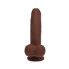 6 Inch RealRock Ultra Realistic Dual Density Vibrating Silicone Dildo with Balls Brown