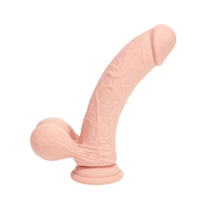 6 Inch Realrock Ultra Realistic Dual Density Vibrating Silicone Dildo with Balls Beige
