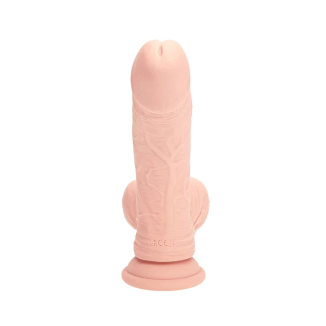 6 Inch Realrock Ultra Realistic Dual Density Vibrating Silicone Dildo with Balls Beige