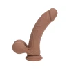 6 Inch RealRock Ultra Realistic Dual Density Vibrating Silicone Dildo with Balls Tan