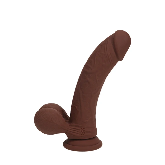 7 Inch Realrock Ultra Realistic Dual Density Vibrating Silicone Dildo with Balls Brown