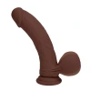 7 Inch Realrock Ultra Realistic Dual Density Vibrating Silicone Dildo with Balls Brown