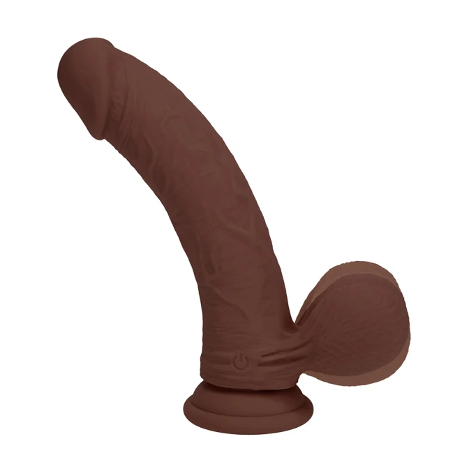 7 Inch Realrock Ultra Realistic Dual Density Vibrating Silicone Dildo with Balls Brown