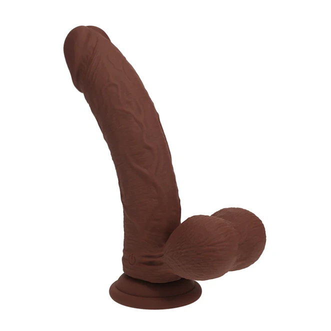 7 Inch Realrock Ultra Realistic Dual Density Vibrating Silicone Dildo with Balls Brown