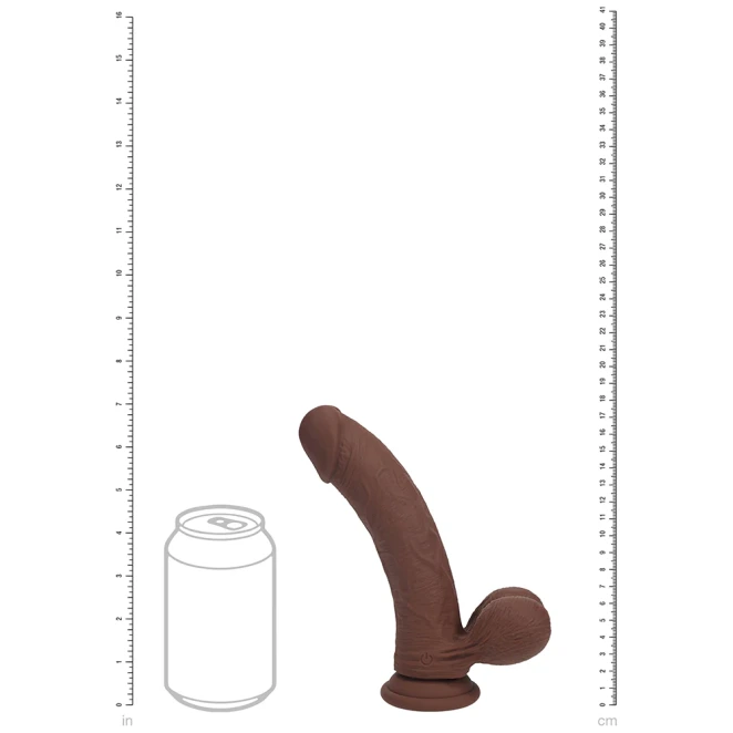 7 Inch Realrock Ultra Realistic Dual Density Vibrating Silicone Dildo with Balls Brown
